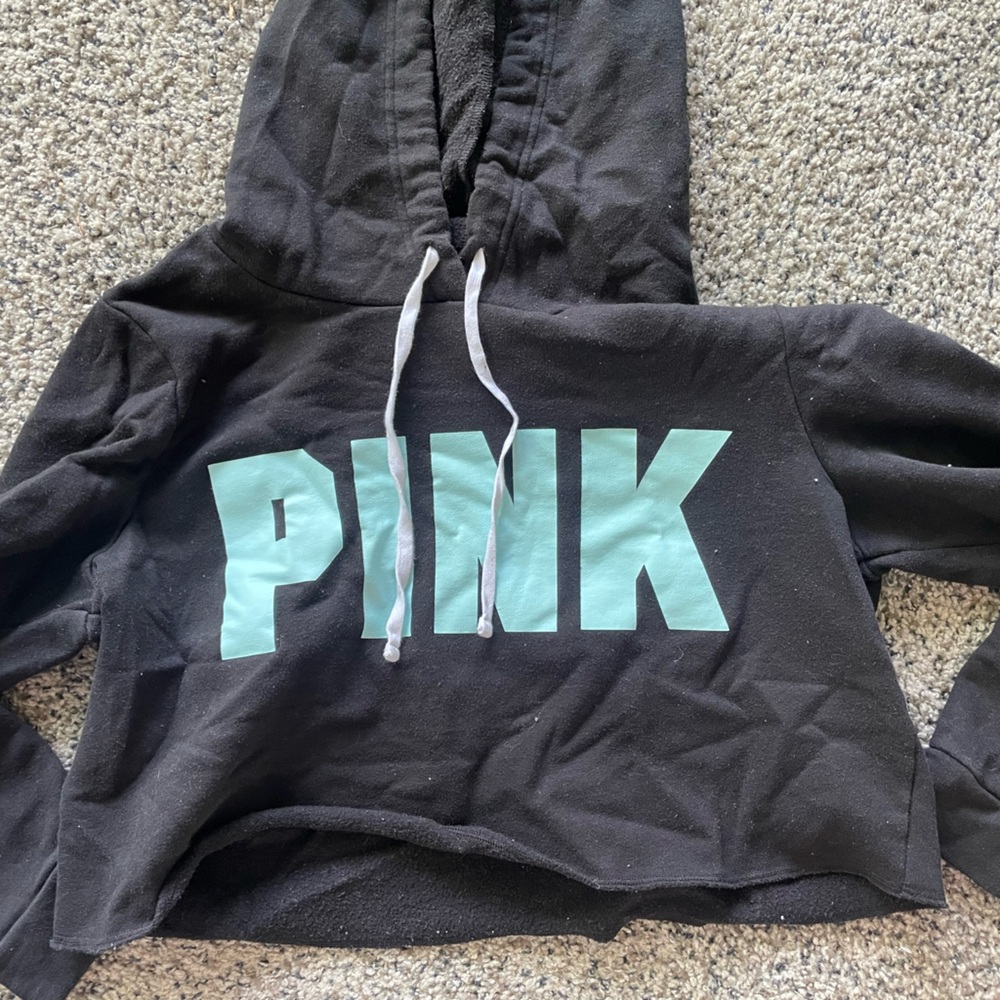 Pink Victoria’s Secret cropped hoodie
